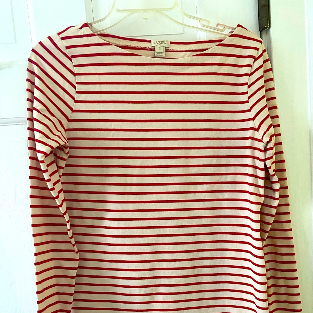 J. Crew red and natural stripe boatneck top -small